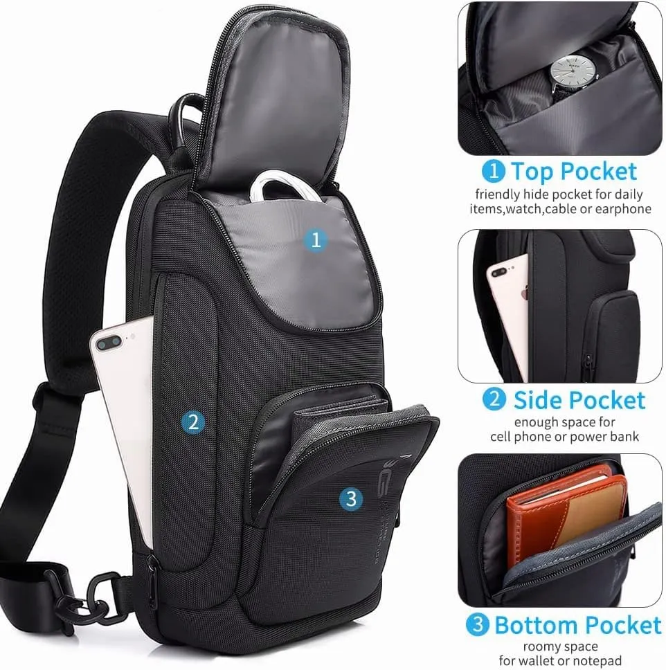 BANGE Sling Bag for Men,Shoulder bags Crossbody Sling Backpack for Men and Women