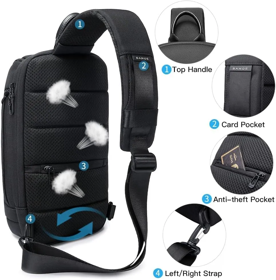 BANGE Sling Bag for Men,Shoulder bags Crossbody Sling Backpack for Men and Women