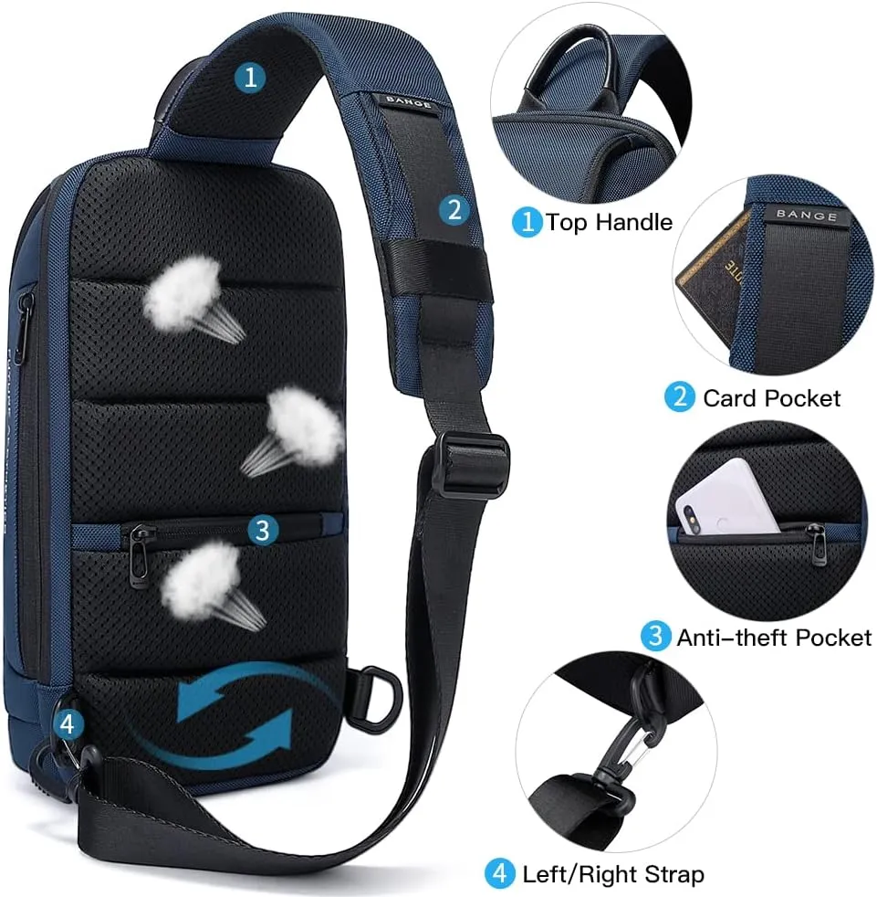 BANGE Sling Bag for Men,Shoulder bags Crossbody Sling Backpack for Men and Women