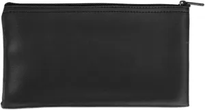 BankSupplies Reusable Deposit Bag | 11” W x 6” H | Vinyl Coating | Black | Double-Stitched Seams | Heavy-Duty Nylon Zipper | Leather-Like Textured Grain | Bank Bags with Zipper
