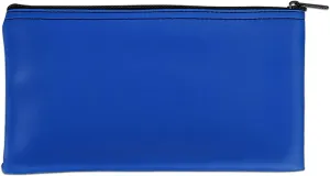 BankSupplies Reusable Deposit Bag | 11” W x 6” H | Vinyl Coating | Royal Blue | Double-Stitched Seams | Heavy-Duty Nylon Zipper | Leather-Like Textured Grain | Bank Bags with Zipper