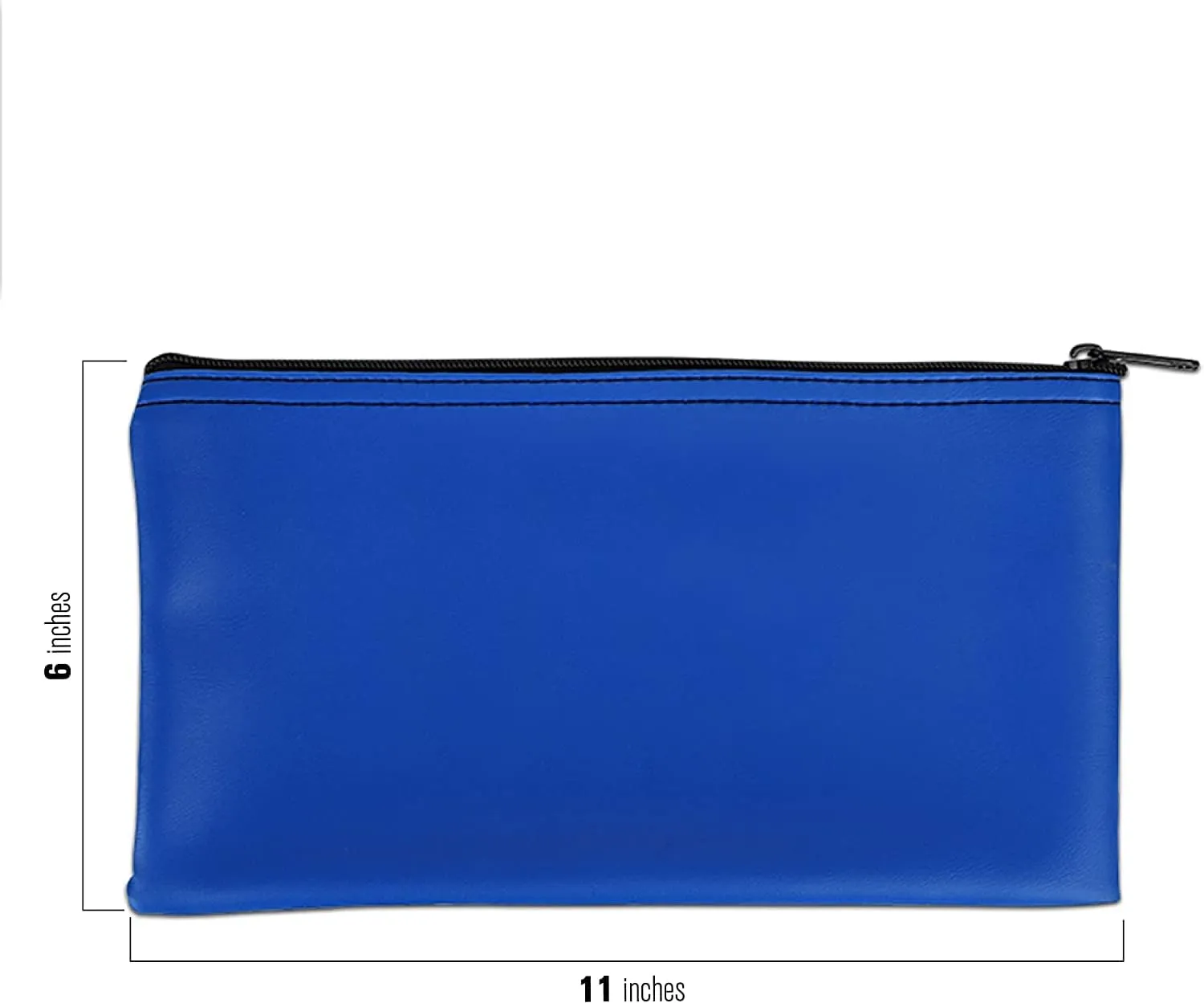 BankSupplies Reusable Deposit Bag | 11” W x 6” H | Vinyl Coating | Royal Blue | Double-Stitched Seams | Heavy-Duty Nylon Zipper | Leather-Like Textured Grain | Bank Bags with Zipper