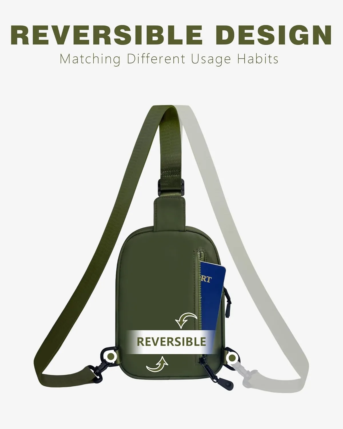 BAPHITY Small Sling Bag for Women and Men, Crossbody Bag Trendy, Fanny Packs Purses Chest Bag for Travel - Green