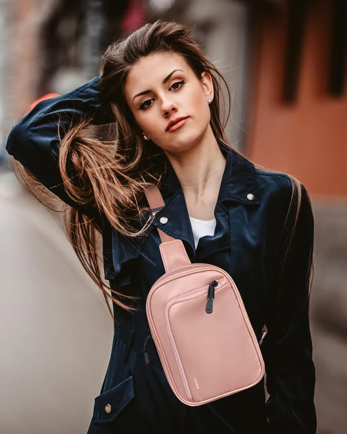 BAPHITY Small Sling Bag for Women and Men, Crossbody Bag Trendy, Fanny Packs Purses Chest Bag Lightweight Small Backpack for Travel - Pink