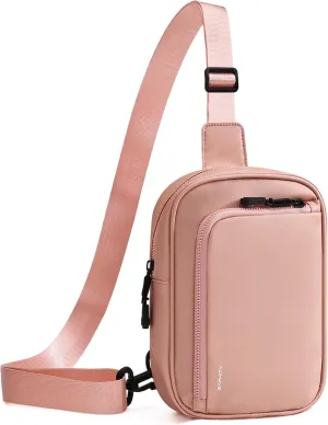 BAPHITY Small Sling Bag for Women and Men, Crossbody Bag Trendy, Fanny Packs Purses Chest Bag Lightweight Small Backpack for Travel - Pink
