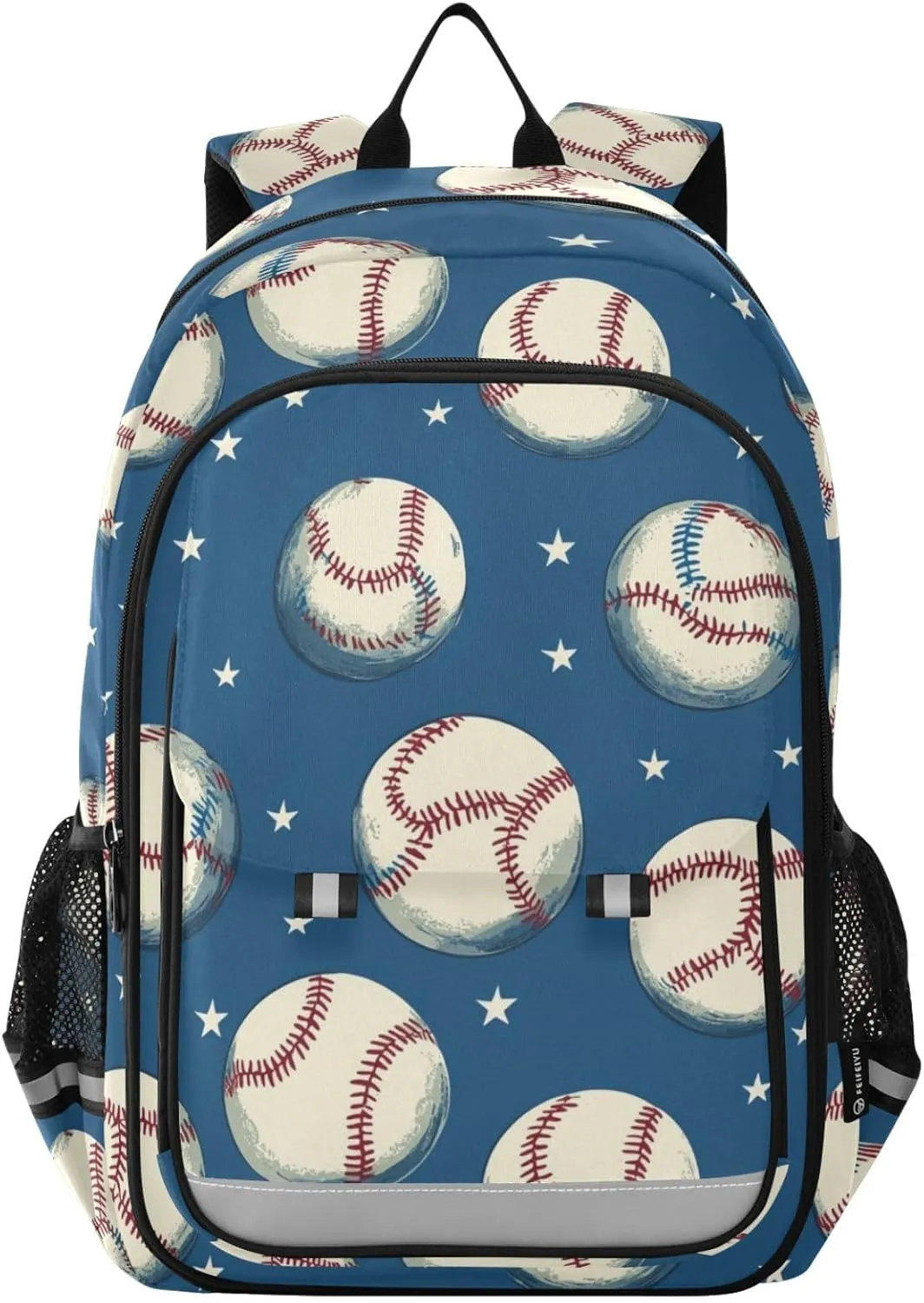 Baseball Retro Star Backpack for Boys Girls Elementary School Bag Kids Bookbag Travel Rucksack With Reflective Stripes
