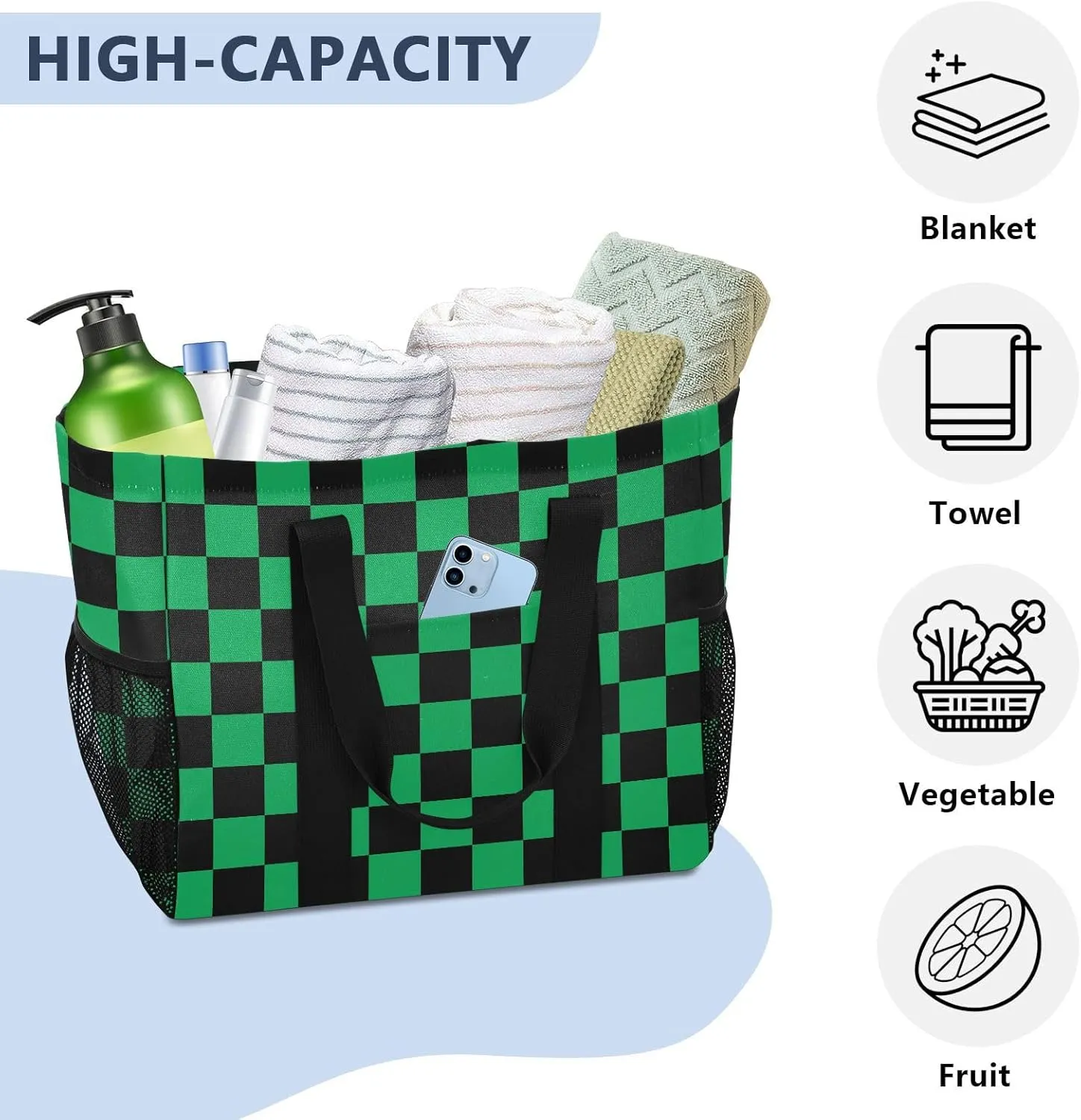 Beach Bag for Women Polka Dot Red Sandproof Pool Bags Large Canvas Tote Bag with Pocket for Travel Beach Gym Pool