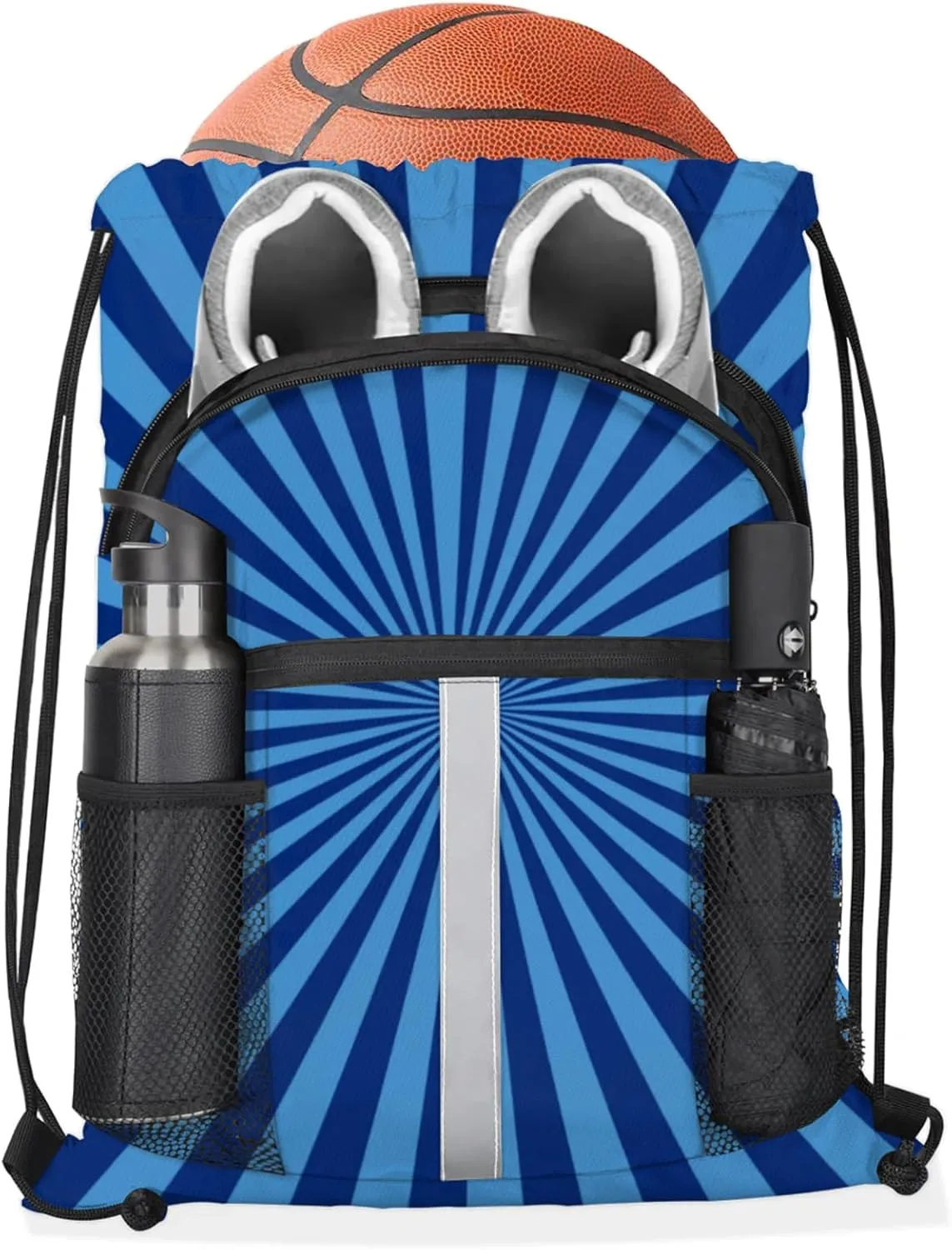 Beach Drawstring Backpack,Waterproof Sports Gym Bag with Shoes Compartment and Bottle Holder,Travel Tote Bags for Swimming,Yoga Gifts
