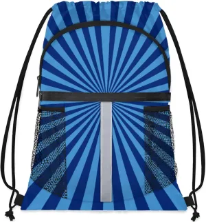 Beach Drawstring Backpack,Waterproof Sports Gym Bag with Shoes Compartment and Bottle Holder,Travel Tote Bags for Swimming,Yoga Gifts