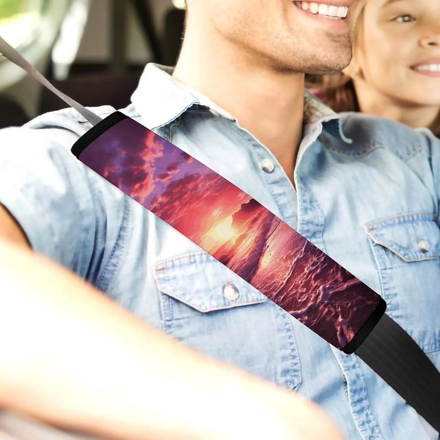 Beach Sunset Auto Seat Belt Cover 2PCS Universal Car Seat Belt Shoulder Protector Pad, Protect Your Shoulders and Neck for Car Seat Belt, Shoulder Bag, Backpack