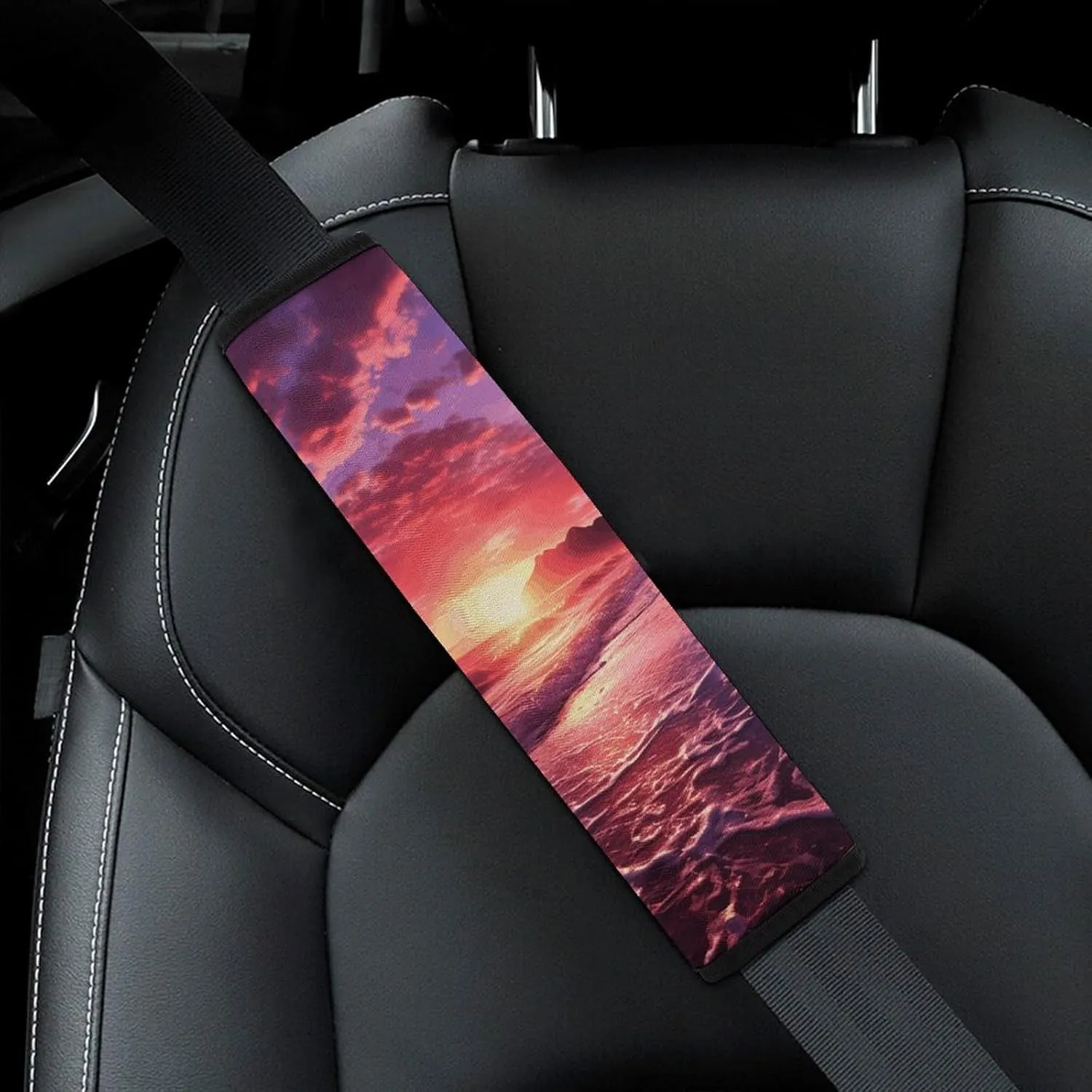 Beach Sunset Auto Seat Belt Cover 2PCS Universal Car Seat Belt Shoulder Protector Pad, Protect Your Shoulders and Neck for Car Seat Belt, Shoulder Bag, Backpack