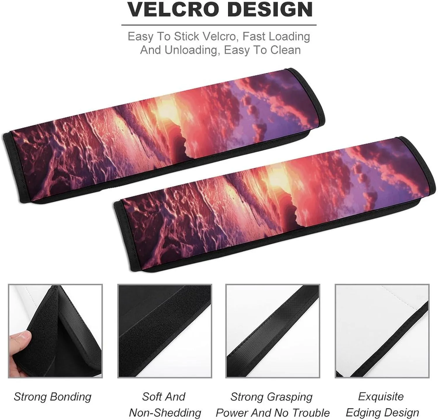 Beach Sunset Auto Seat Belt Cover 2PCS Universal Car Seat Belt Shoulder Protector Pad, Protect Your Shoulders and Neck for Car Seat Belt, Shoulder Bag, Backpack