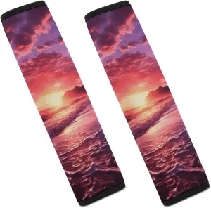 Beach Sunset Auto Seat Belt Cover 2PCS Universal Car Seat Belt Shoulder Protector Pad, Protect Your Shoulders and Neck for Car Seat Belt, Shoulder Bag, Backpack