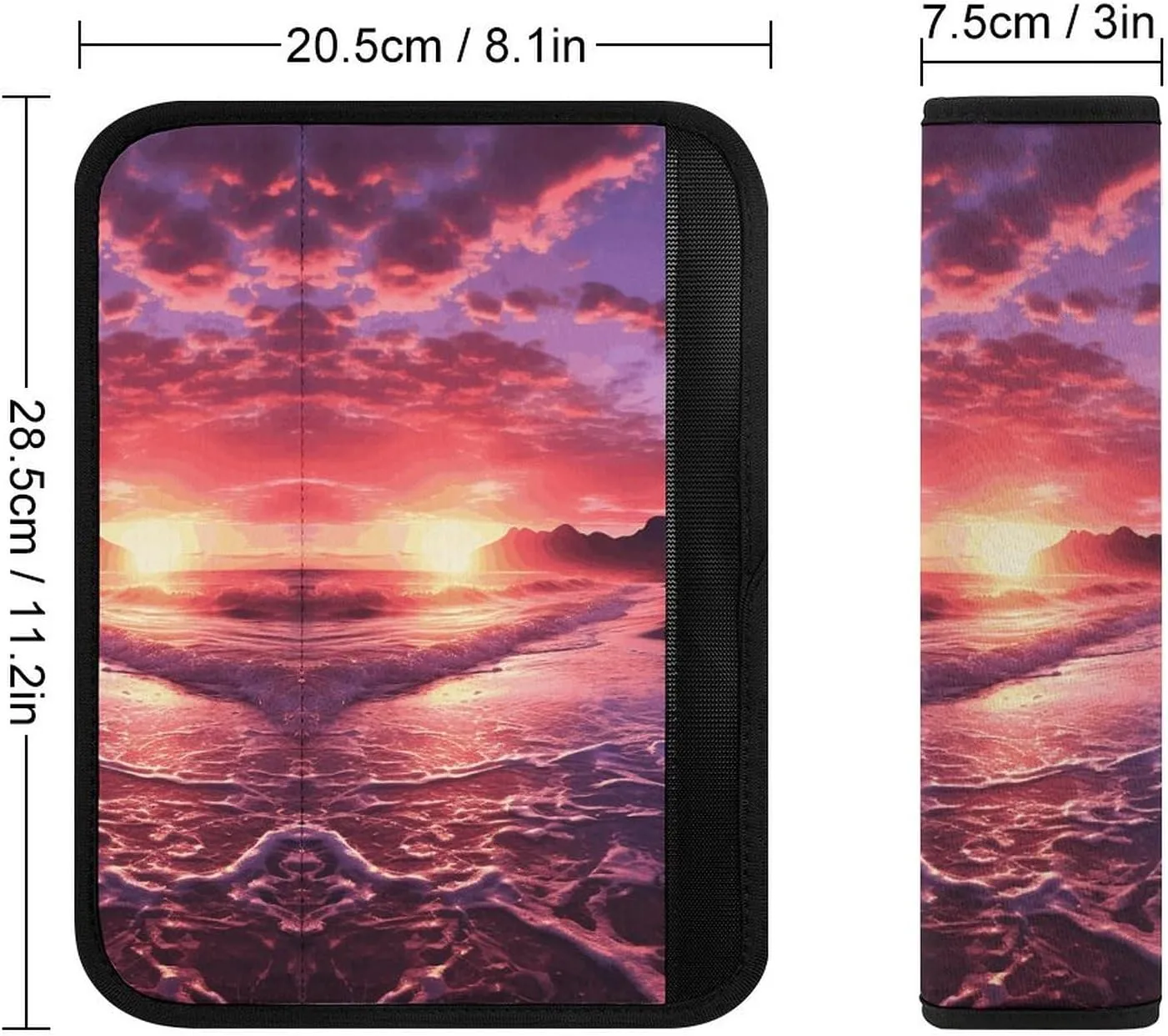 Beach Sunset Auto Seat Belt Cover 2PCS Universal Car Seat Belt Shoulder Protector Pad, Protect Your Shoulders and Neck for Car Seat Belt, Shoulder Bag, Backpack