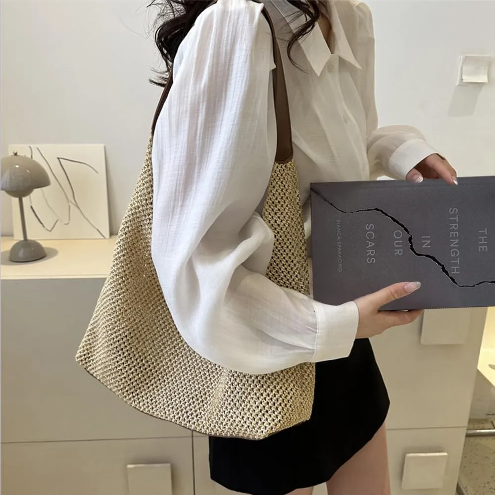 Beach Tote Bags for Women, Summer Slouchy Hobo Shoulder Crossbody Bag Womens Boho Purses and Handbags