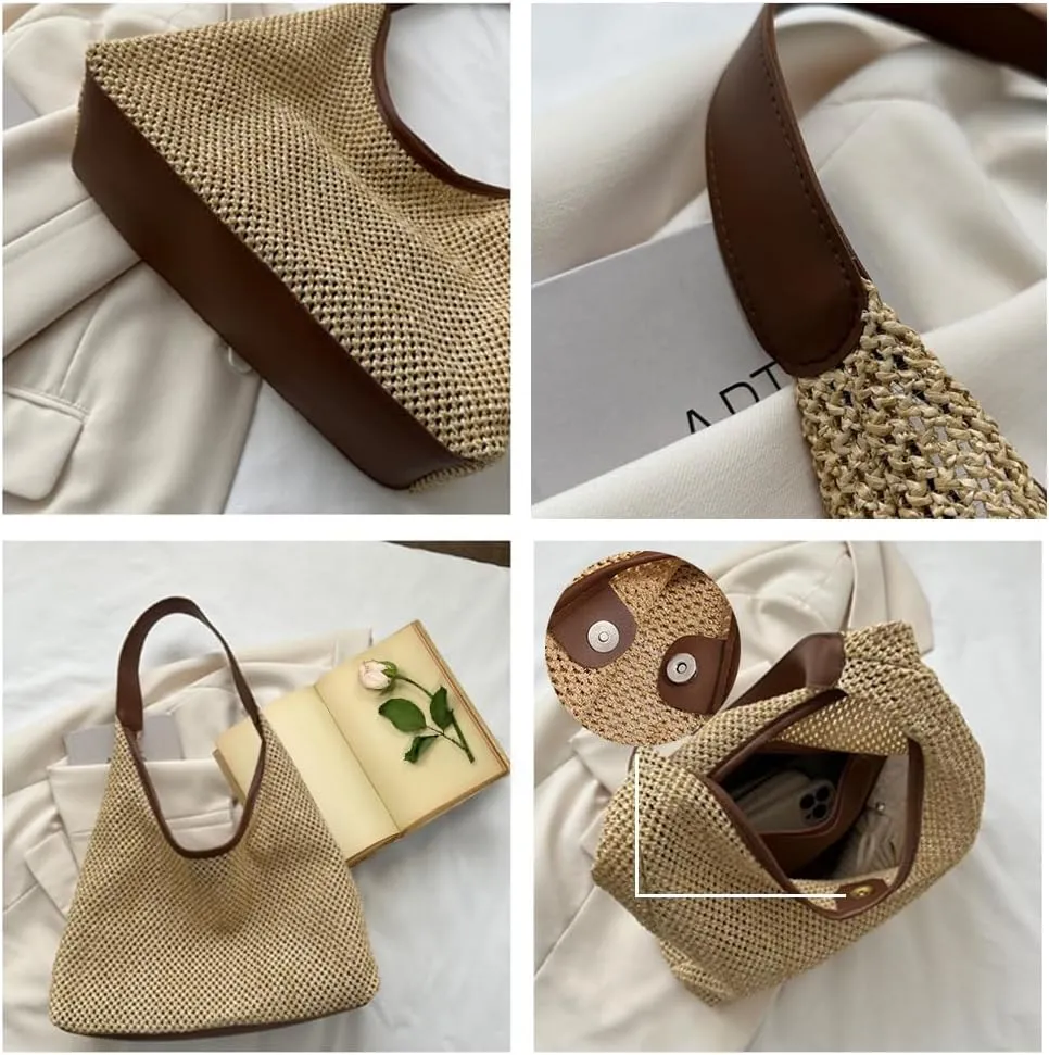 Beach Tote Bags for Women, Summer Slouchy Hobo Shoulder Crossbody Bag Womens Boho Purses and Handbags