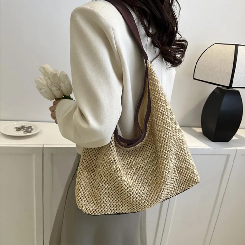 Beach Tote Bags for Women, Summer Slouchy Hobo Shoulder Crossbody Bag Womens Boho Purses and Handbags