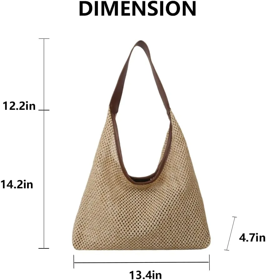 Beach Tote Bags for Women, Summer Slouchy Hobo Shoulder Crossbody Bag Womens Boho Purses and Handbags