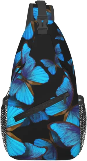 Beautiful Different Morpho Butterfly Wings Chest Sling Bag Crossbody Shoulder Backpack Bag Gym Cycling Daypack Travel Hiking Cross Bag
