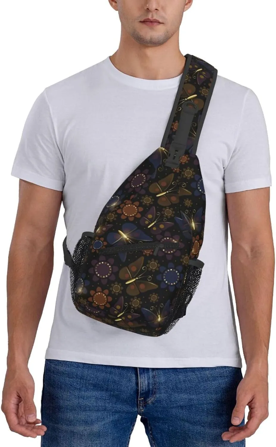 Beautiful Luxurious Butterflies Chest Sling Bag Crossbody Shoulder Backpack Bag Gym Cycling Daypack Travel Hiking Cross Bag