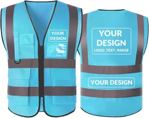 BeautyWill Custom Safety Vest logo Visibility Reflective Vest Class 2 Hi Vis Security Construction Work Vest