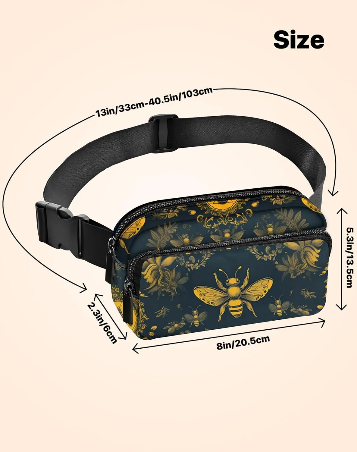 Bee Fanny Pack Fashion Belt Bag Lightweight Waist Pouch with Adjustable Strap Mini Crossbody Bags for Women Travel Sports Running