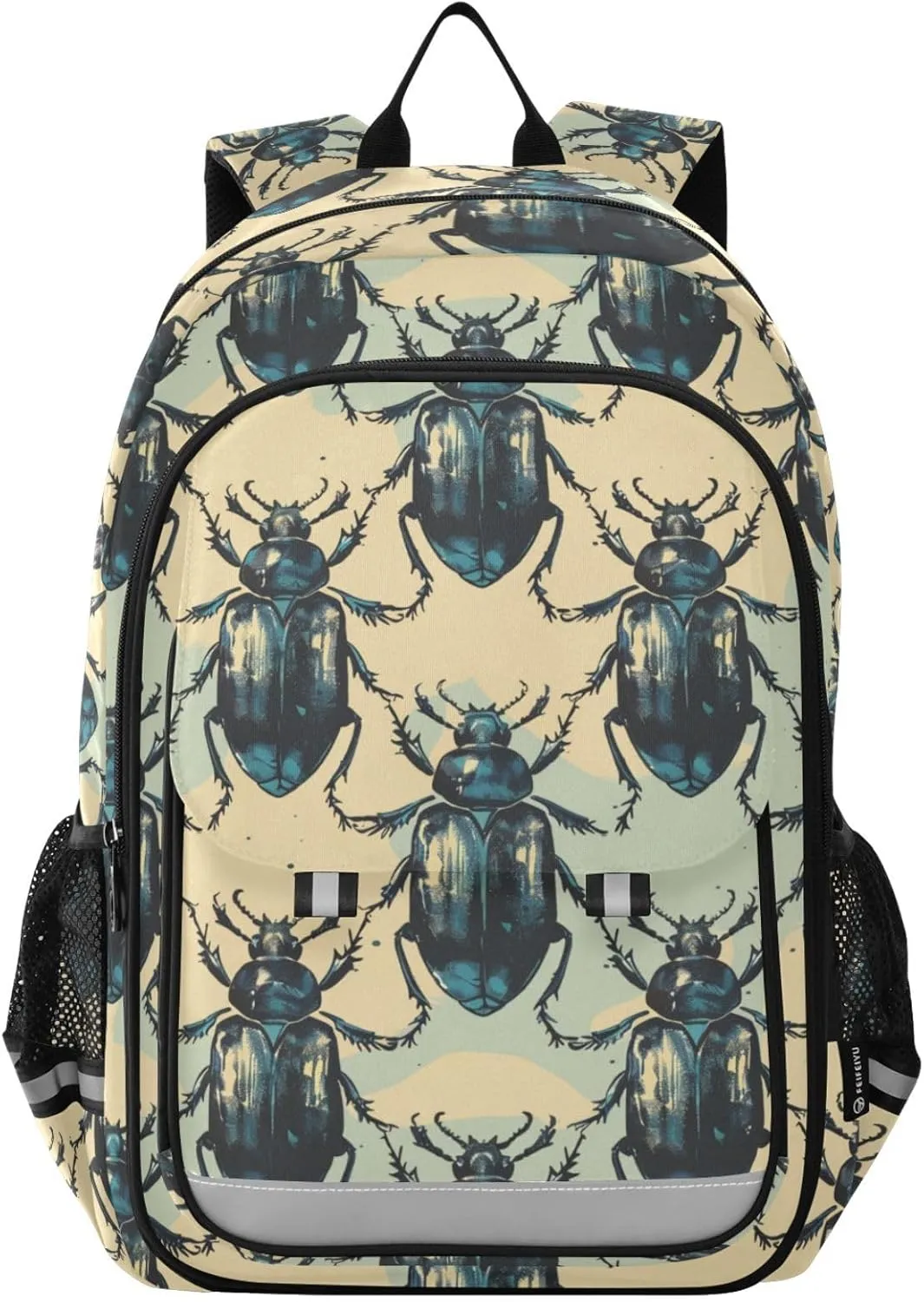 Beetle Theme Wallpaper Backpack for Boys Girls Elementary School Bag Kids Bookbag Travel Rucksack With Reflective Stripes