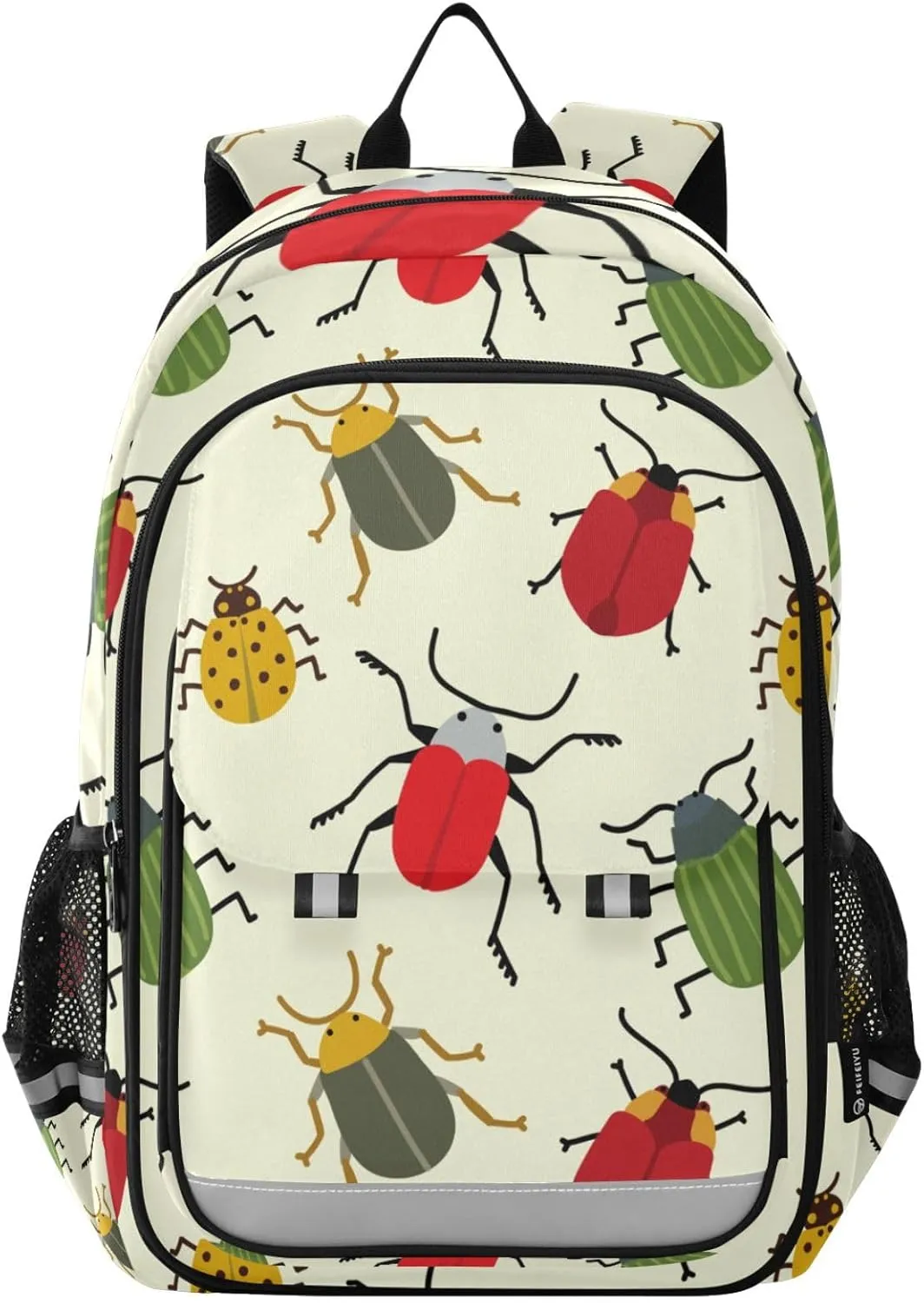 Beetles Backpack Kids School Bag Lightweight Laptop Backpack Elementary Capacity Student Bookbags for Travel Daypack with Reflective Stripes