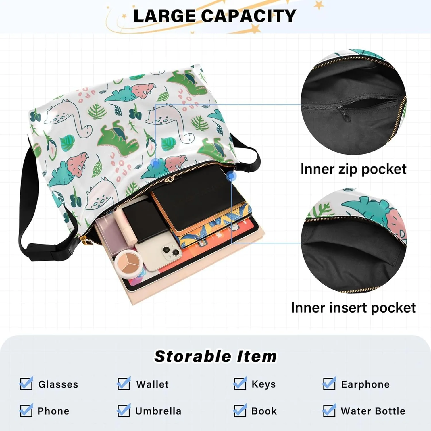 Beige Geometric Leaves PU Leather Shoulder Bag Hobo Large Crossbody Bag Unique Leaf Print Shoulder Purse Handbag