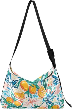Beige Geometric Leaves PU Leather Shoulder Bag Hobo Large Crossbody Bag Unique Leaf Print Shoulder Purse Handbag
