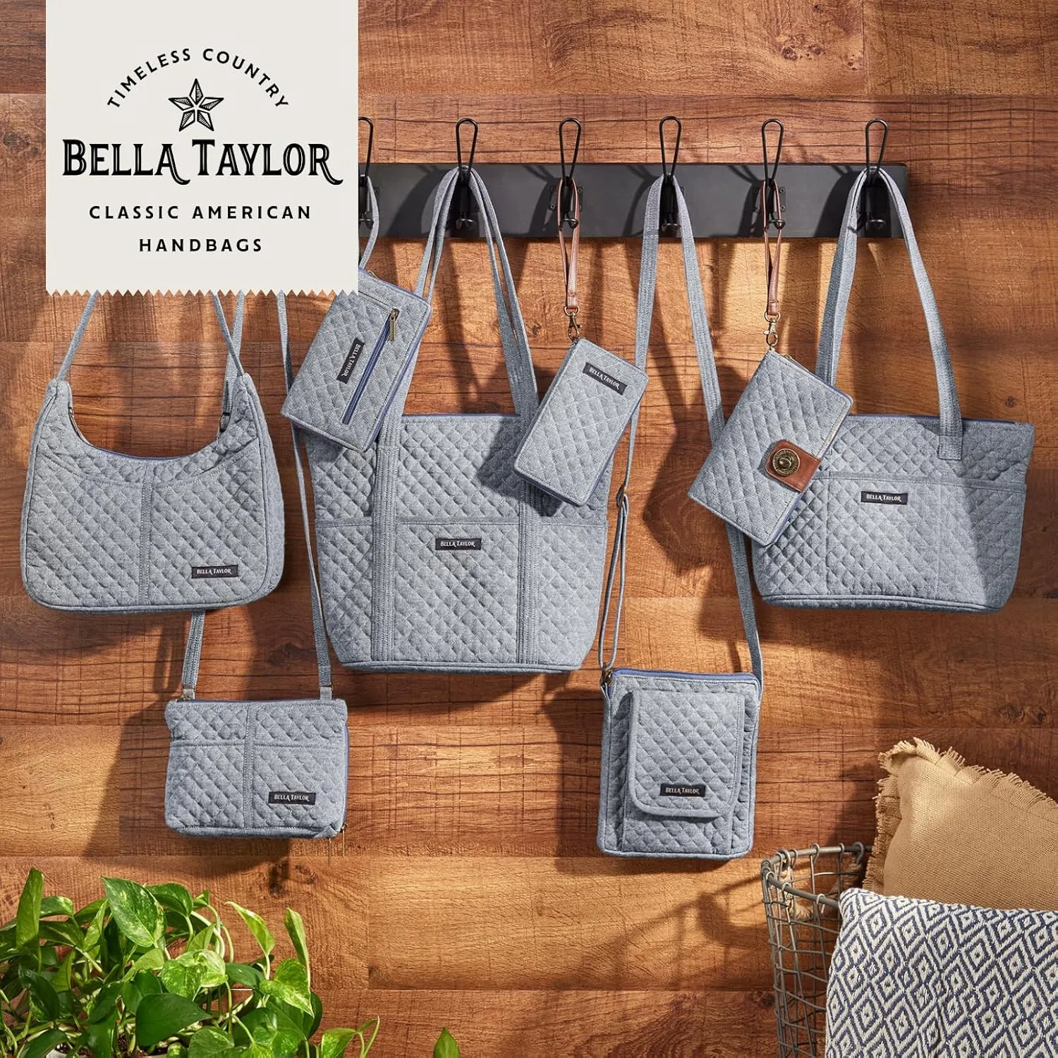 Bella Taylor Blakely - Hobo Shoulder Bag for Women - Lightweight Quilted Fabric Purse with Pockets