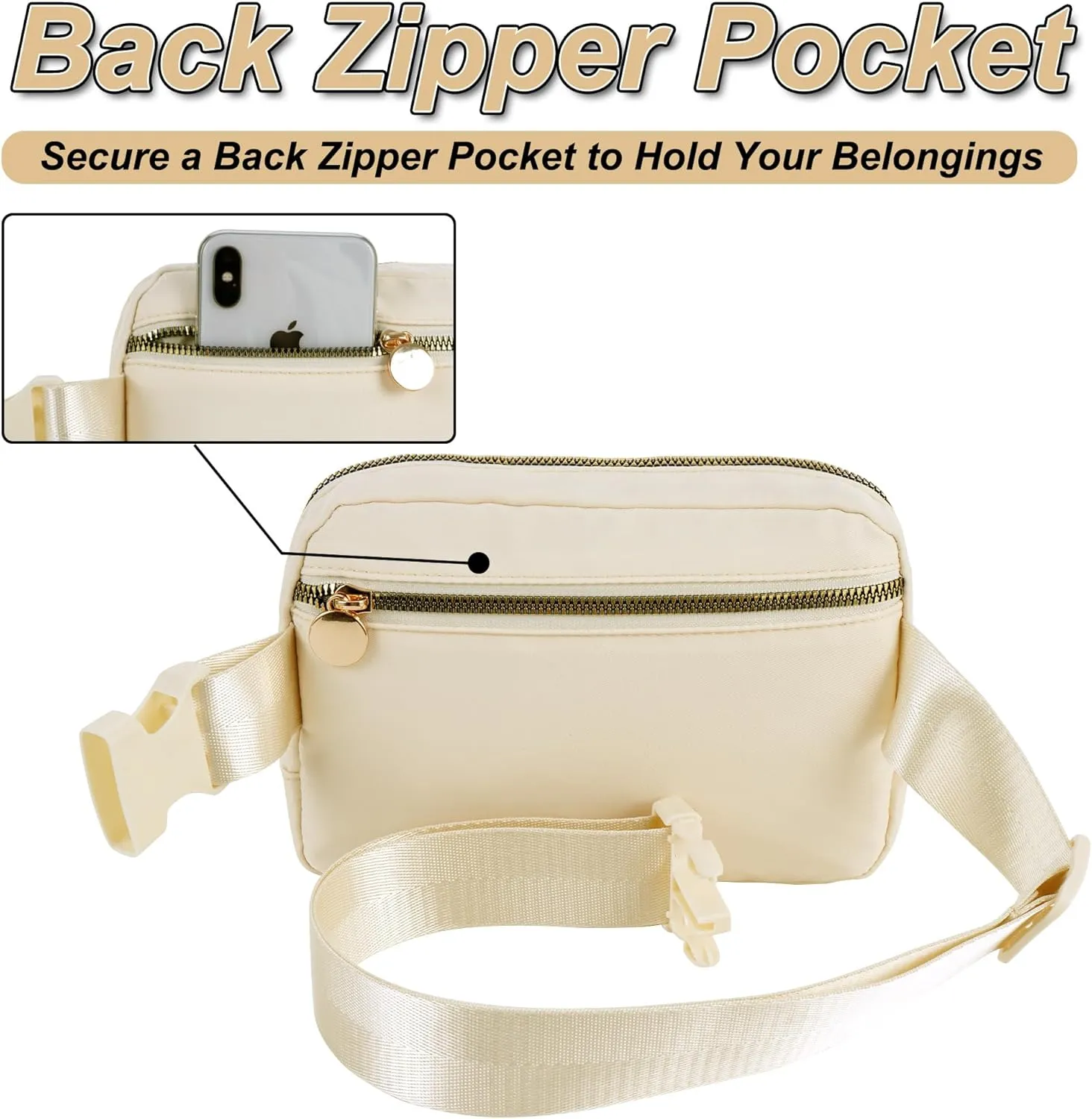 Belt Bag Fanny Pack Crossbody Bags with Initials Cute Stuff Birthday Gifts for Teenager Girls Trendy Stuff for Teens - White S,Khaki Bag