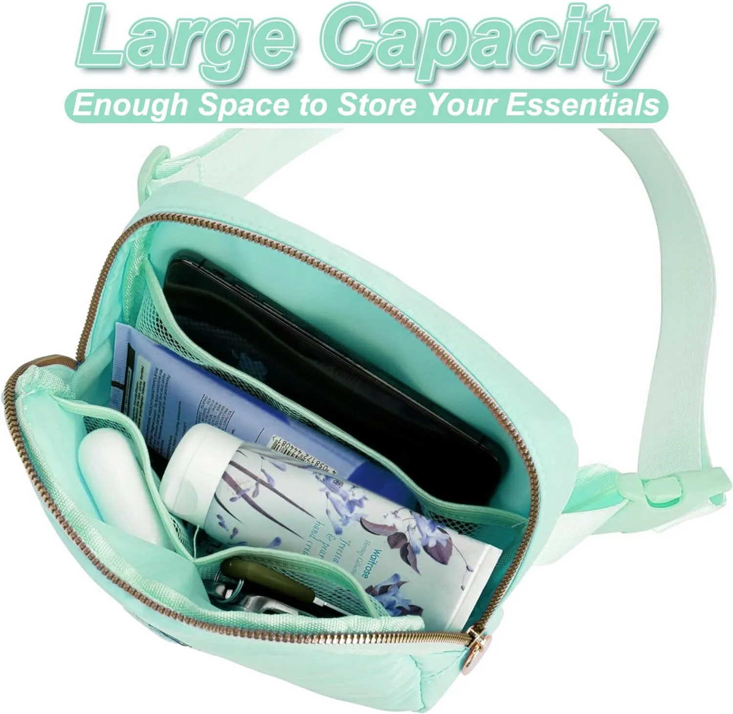 Belt Bag Fanny Pack Crossbody Bags with Initials Letter Patch Cute Stuff Birthday Gifts for Teenager Girls Trendy Stuff for Teens | Light Green,E