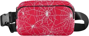 Belt Bag Red with White Spiderwebs Lightweight Crossbody Bags with Adjustable Strap Small Crossbody Bag for Women Travel