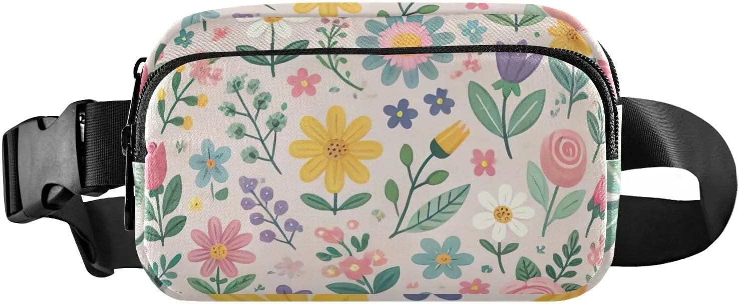 Belt Bags with Three Ways to Wear Cute Florals Workout Fanny Pack for Women 8 x 5.3 x 2.3 Inches