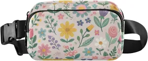 Belt Bags with Three Ways to Wear Cute Florals Workout Fanny Pack for Women 8 x 5.3 x 2.3 Inches