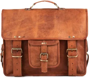 BERLINER BAGS Vintage Genuine Leather Messenger Bag Berlin XL, Laptop Bag, Work Bag, Briefcase for Men and Women - Brown