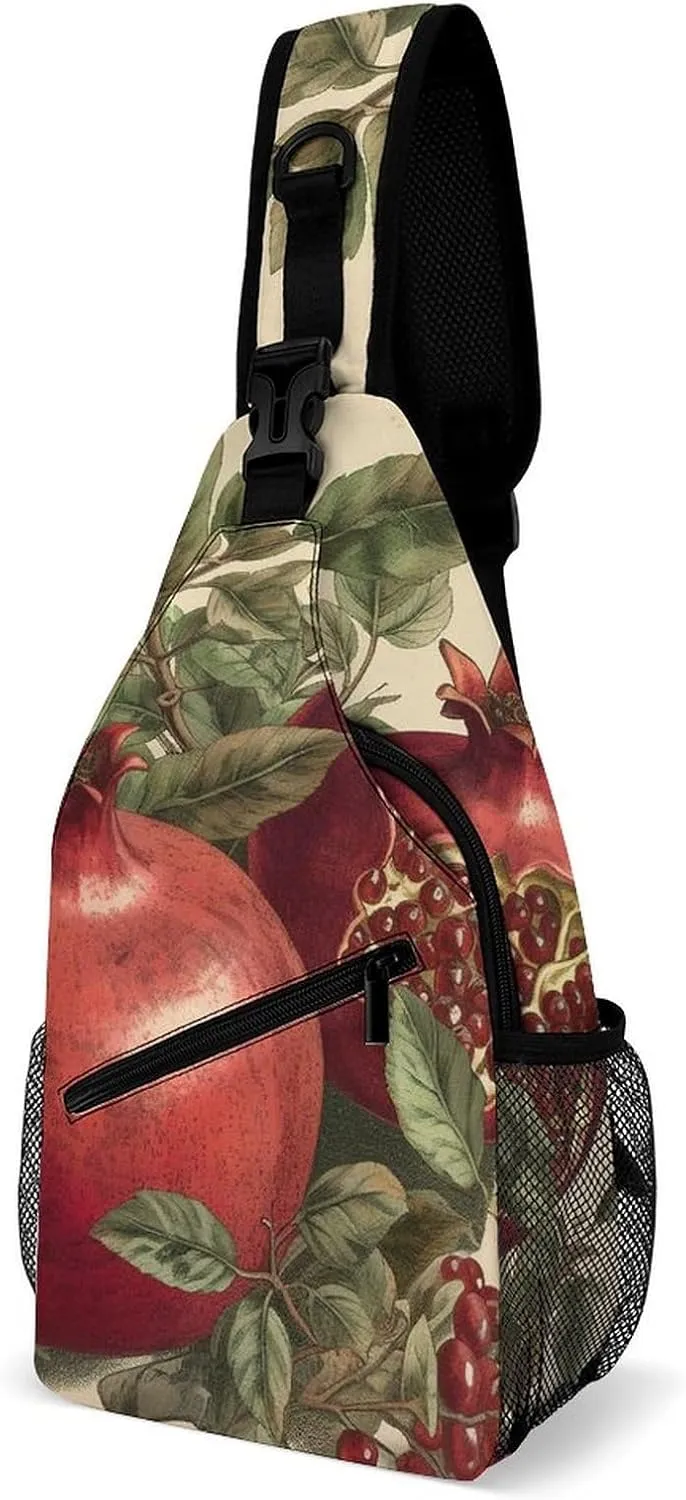 Berries of Pomegranate Crossbody Sling Bag for Women Men Sling Backpack Travel Chest Bag Pack Man Purse Shoulder Bags Daypack for Travel Hiking Cycling