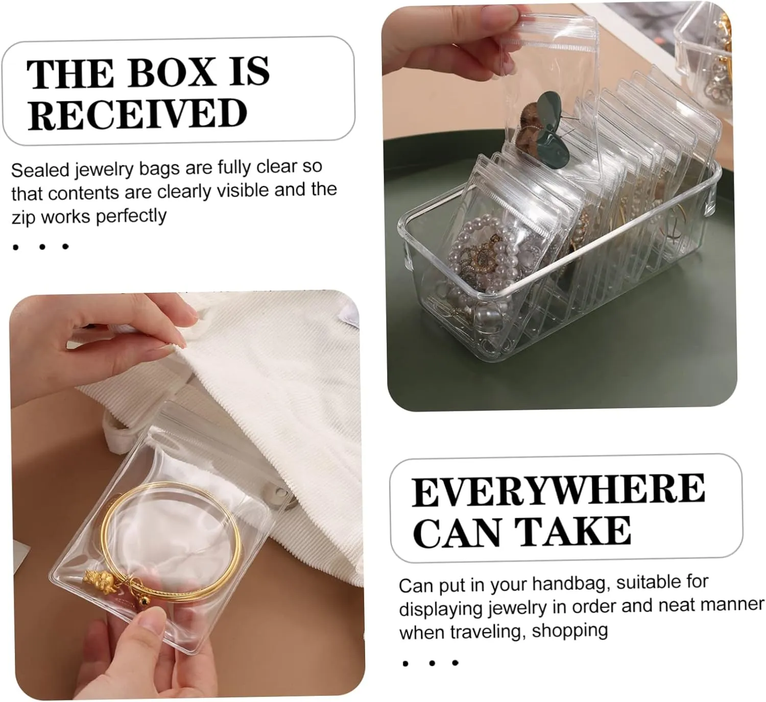 BESPORTBLE Gold Jewelry Box Hanging Jewelry Organizer Box Pvc Earring Bags Storage