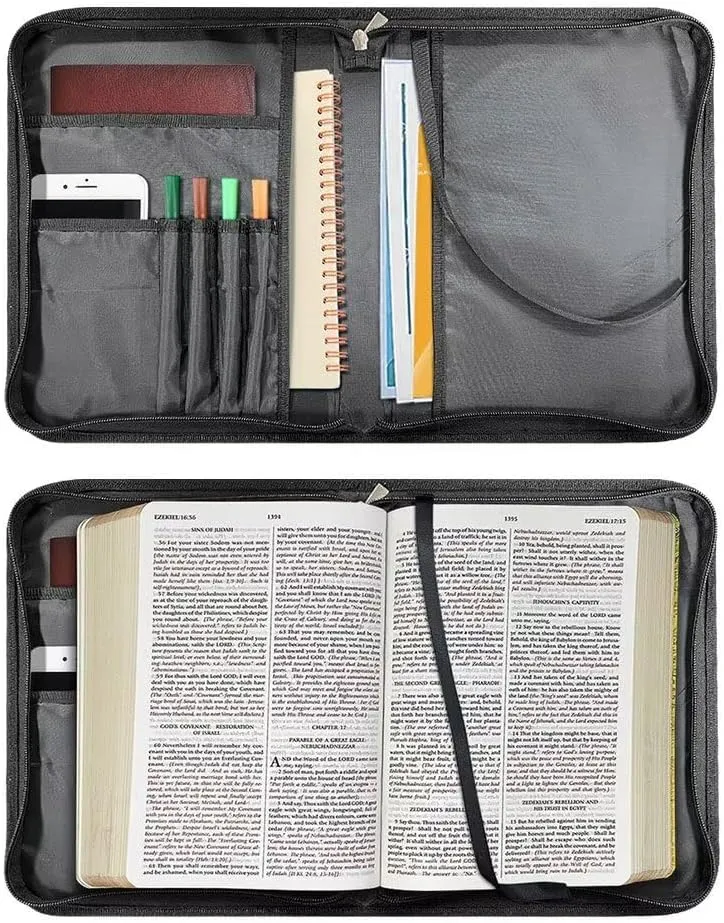 Bible Cover Large Bible Bags Bible Cover Case for Men and Women Large Bible Book Carrying Cases with Pockets & Handle