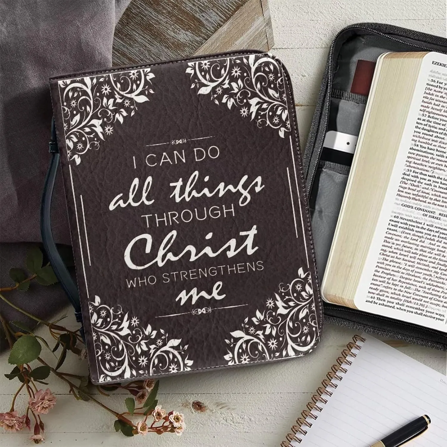 Bible Cover Large Bible Bags Bible Cover Case for Men and Women Large Bible Book Carrying Cases with Pockets & Handle