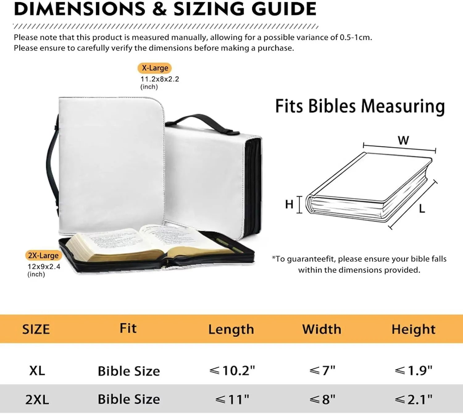 Bible Cover Large Bible Bags Bible Cover Case for Men and Women Large Bible Book Carrying Cases with Pockets & Handle