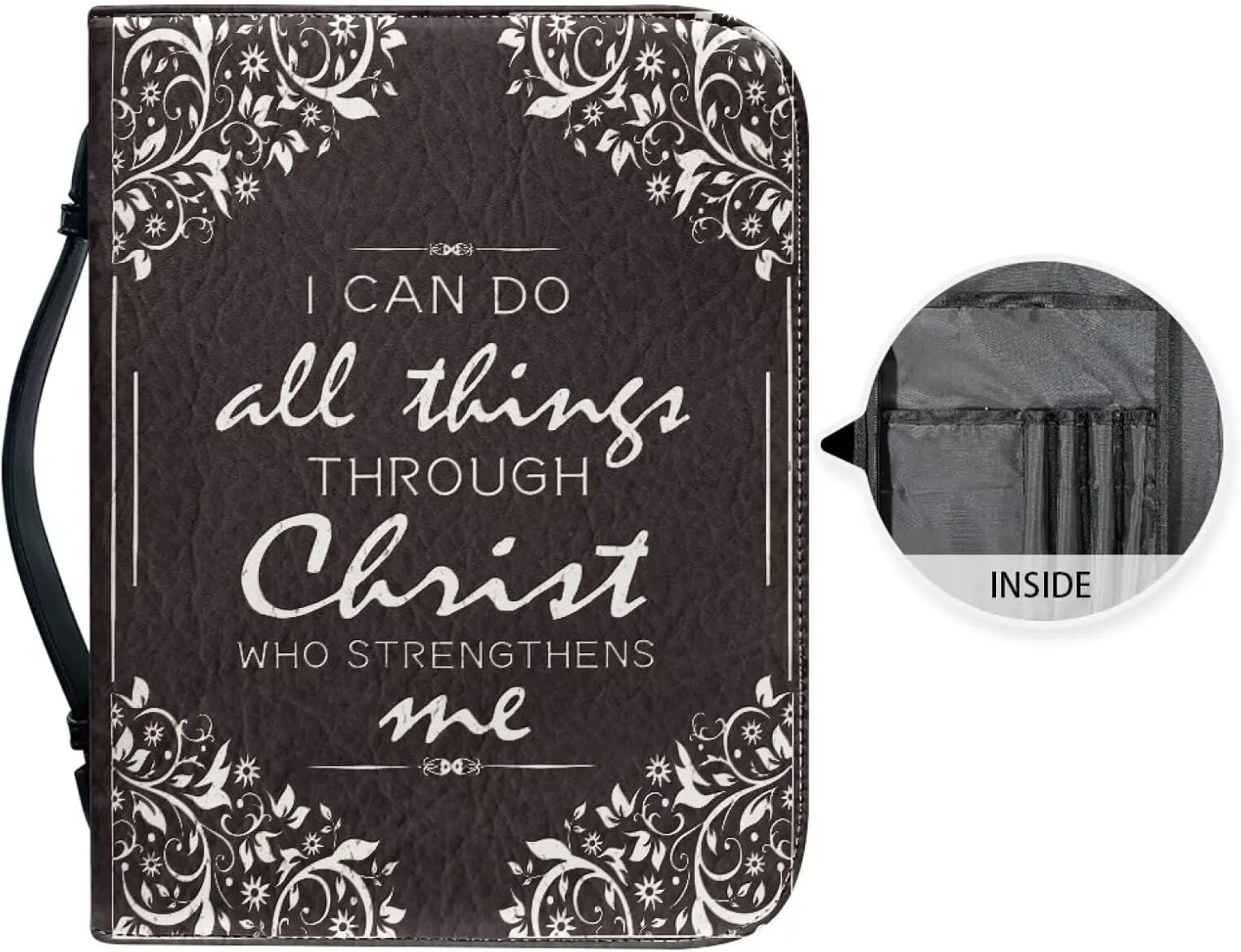 Bible Cover Large Bible Bags Bible Cover Case for Men and Women Large Bible Book Carrying Cases with Pockets & Handle