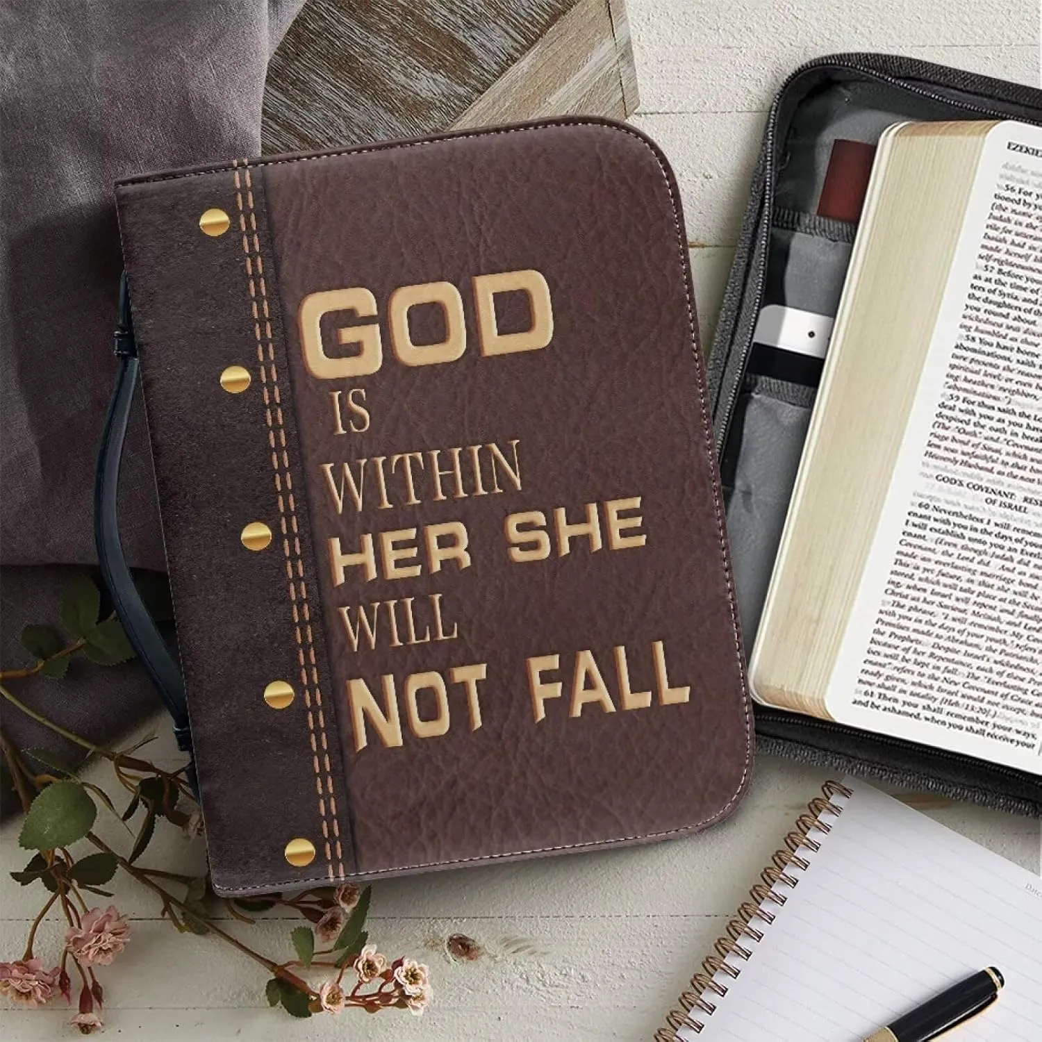 Bible Cover Large Bible Bags Bible Cover Case for Men and Women Large Bible Book Carrying Cases with Pockets & Handle