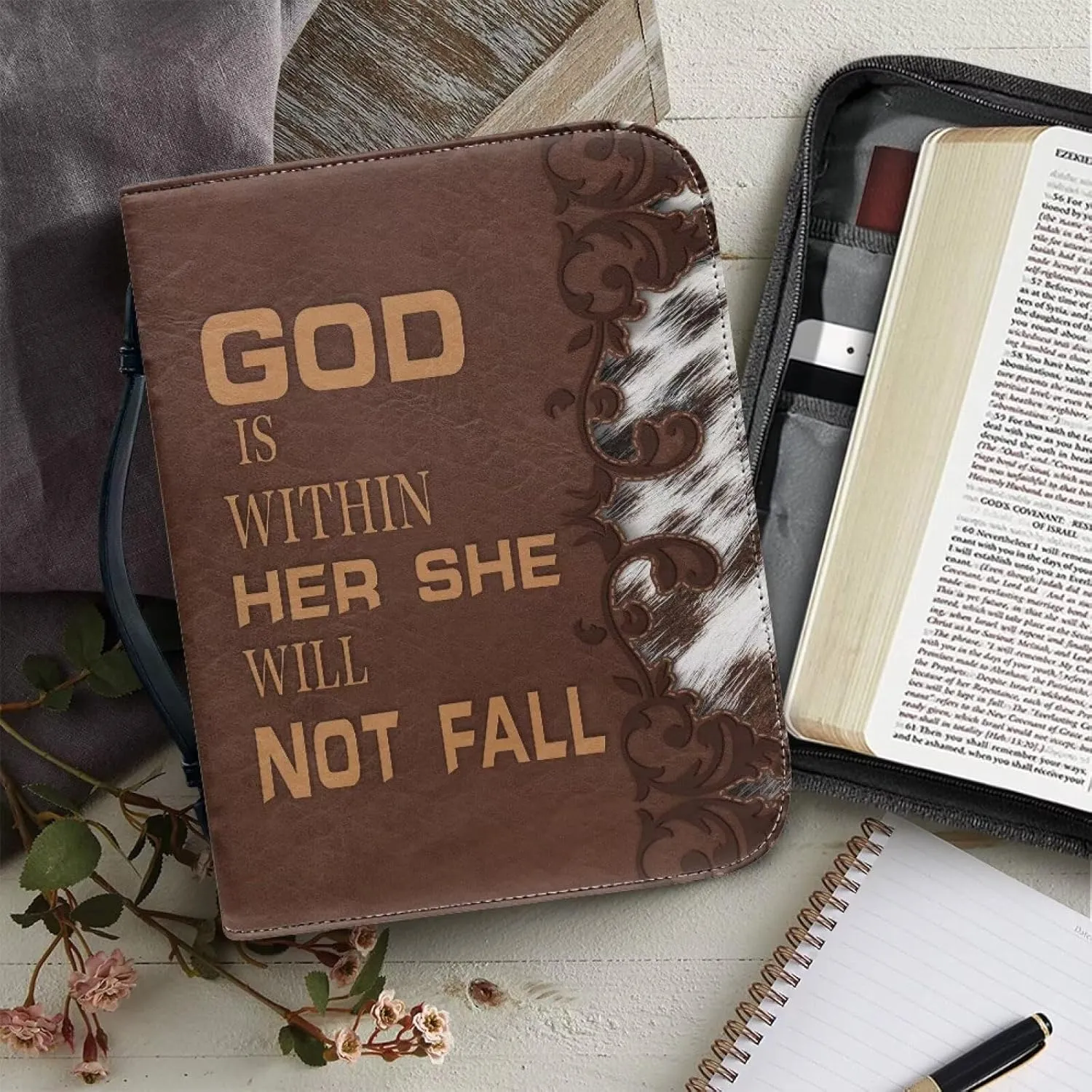 Bible Cover Large Bible Bags Bible Cover Case for Men and Women Large Bible Book Carrying Cases with Pockets & Handle