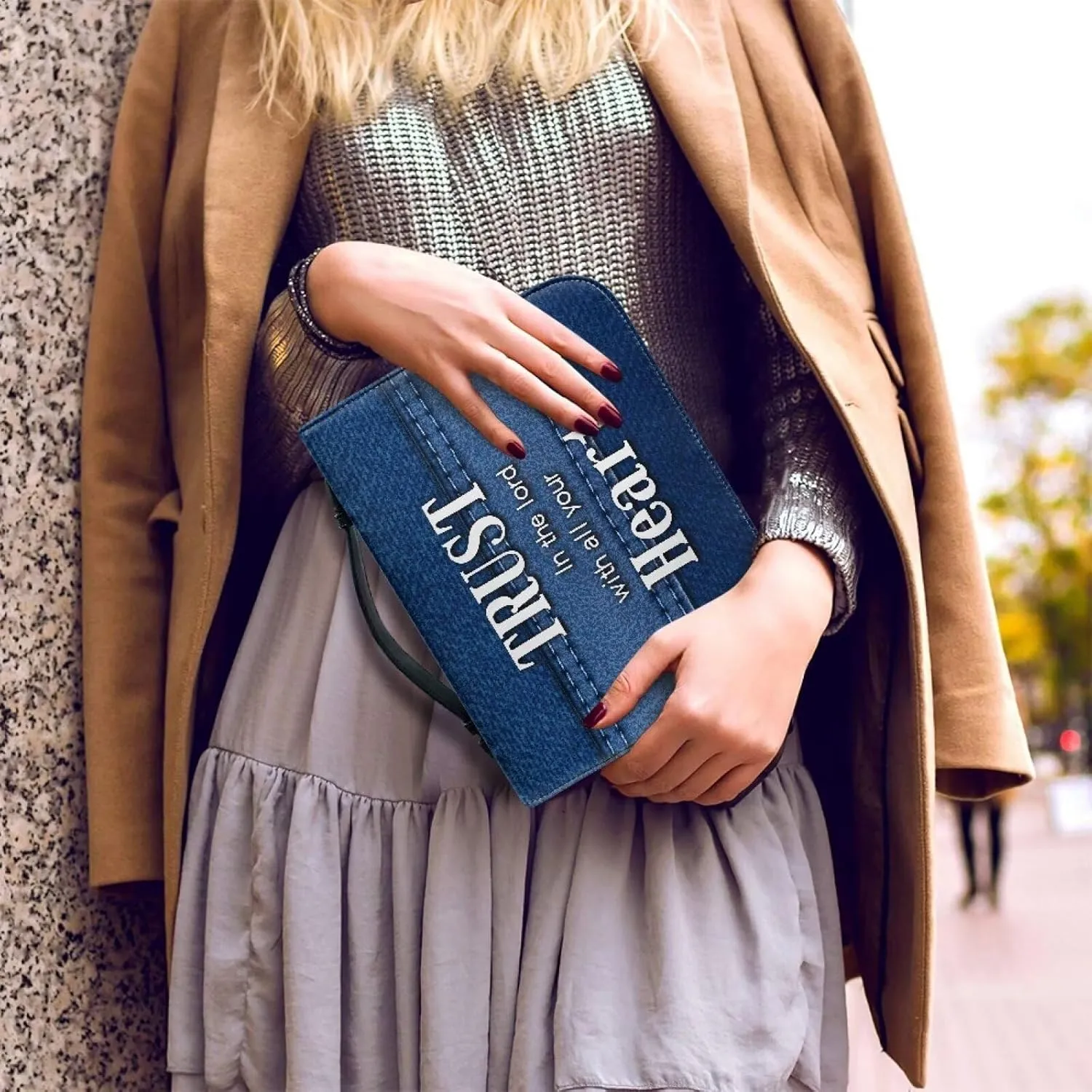 Bible Covers for Women PU Leather, Dustproof Church Bags for Girls Water Resistant Bible Case with Bookmarks