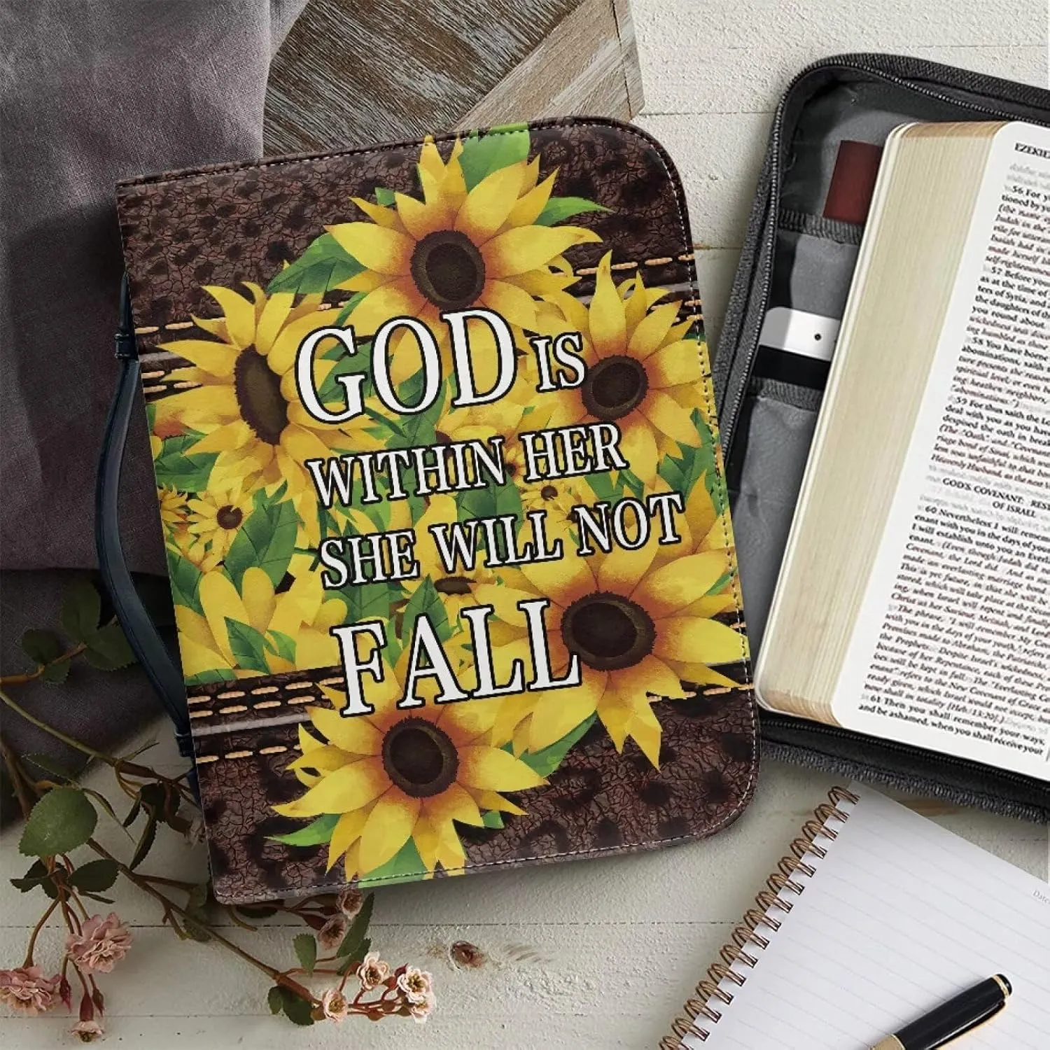 Bible Covers for Women PU Leather, Dustproof Church Bags for Girls Water Resistant Bible Case with Bookmarks