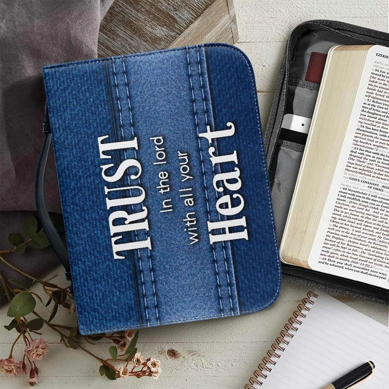 Bible Covers for Women PU Leather, Dustproof Church Bags for Girls Water Resistant Bible Case with Bookmarks