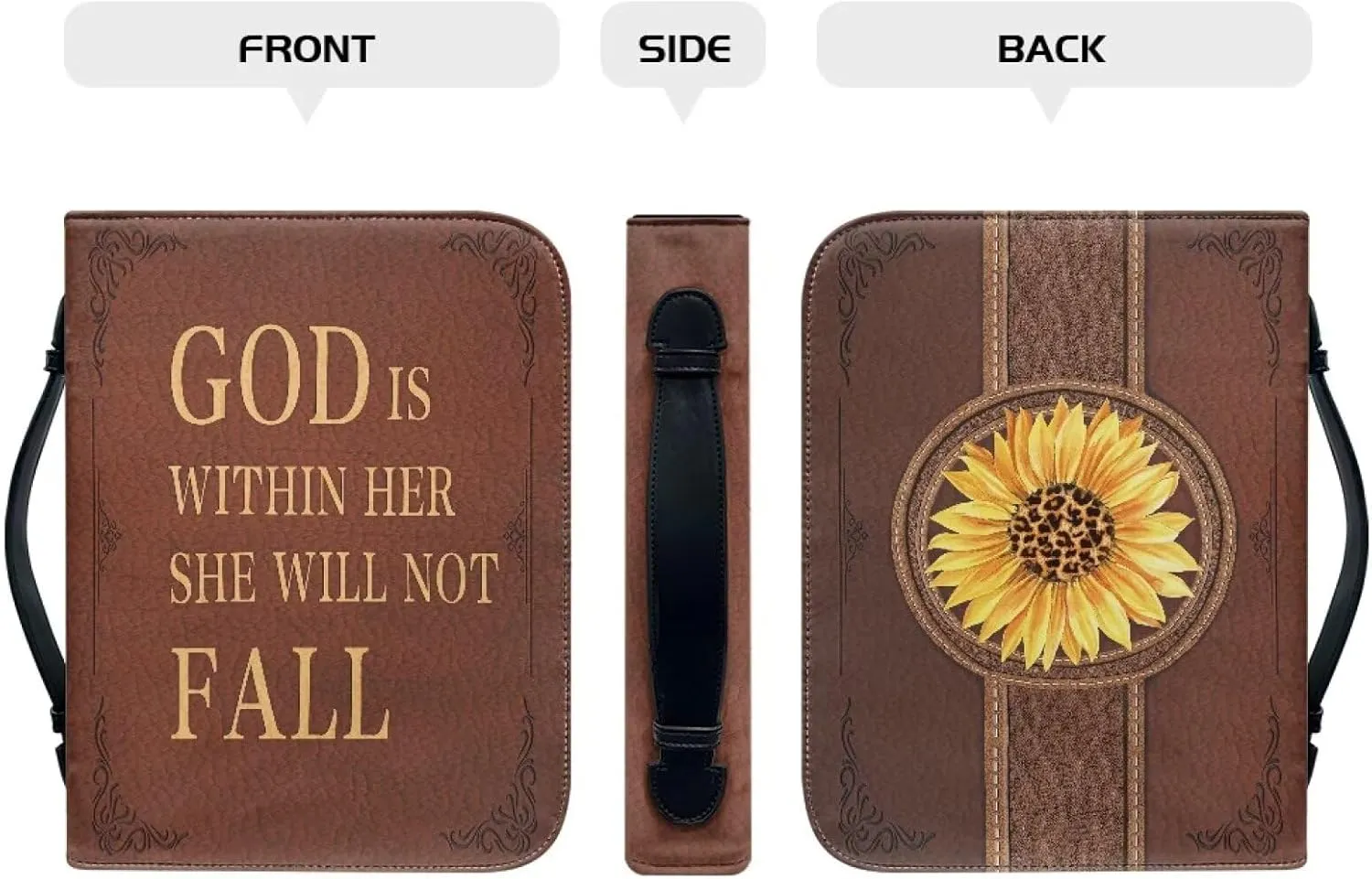 Bible Covers for Women PU Leather, Dustproof Church Bags for Girls Water Resistant Bible Case with Bookmarks