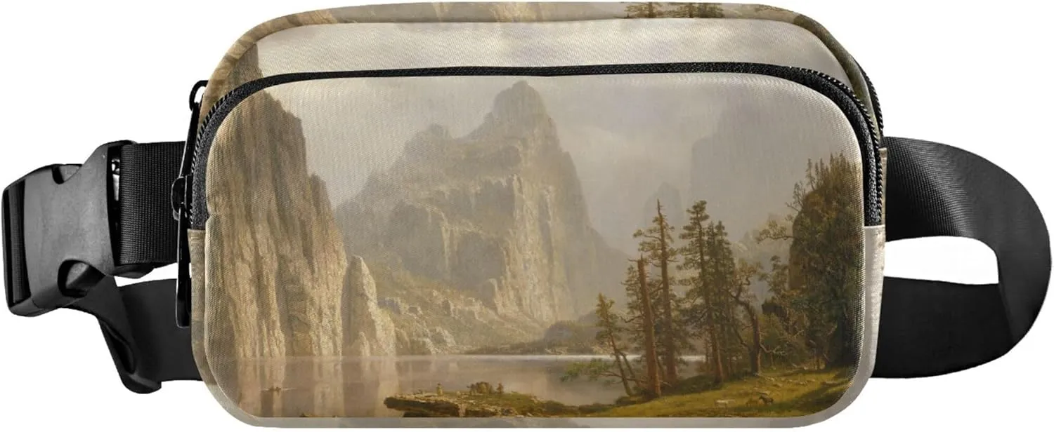 Bierstadt Albert Merced River Yosemite Waterproof Fanny Packs Women Belt Bag Hip Pack Bright Colored Travel Waist Pack for Men